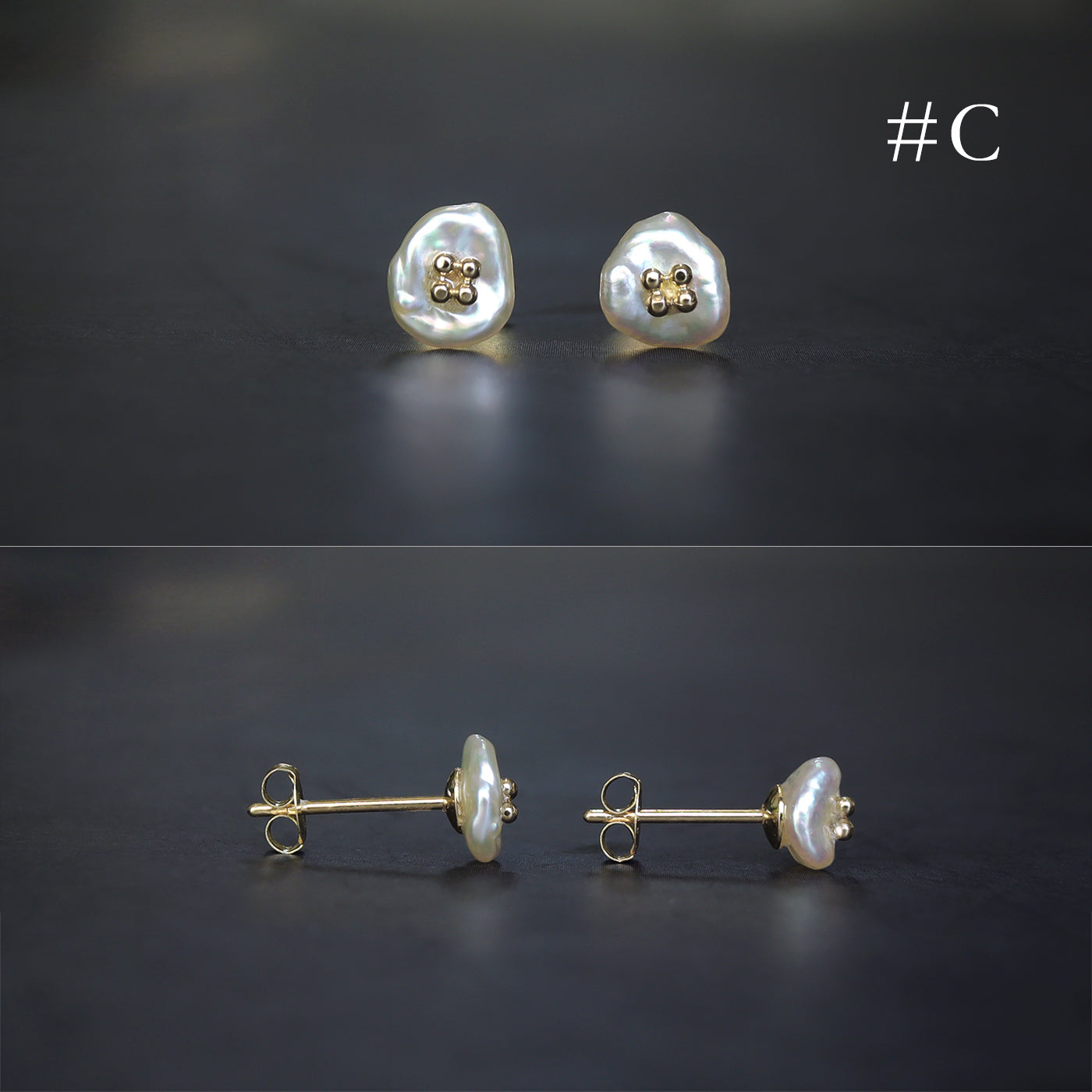 White Poppy Studs - 5mm Akoya Keshi