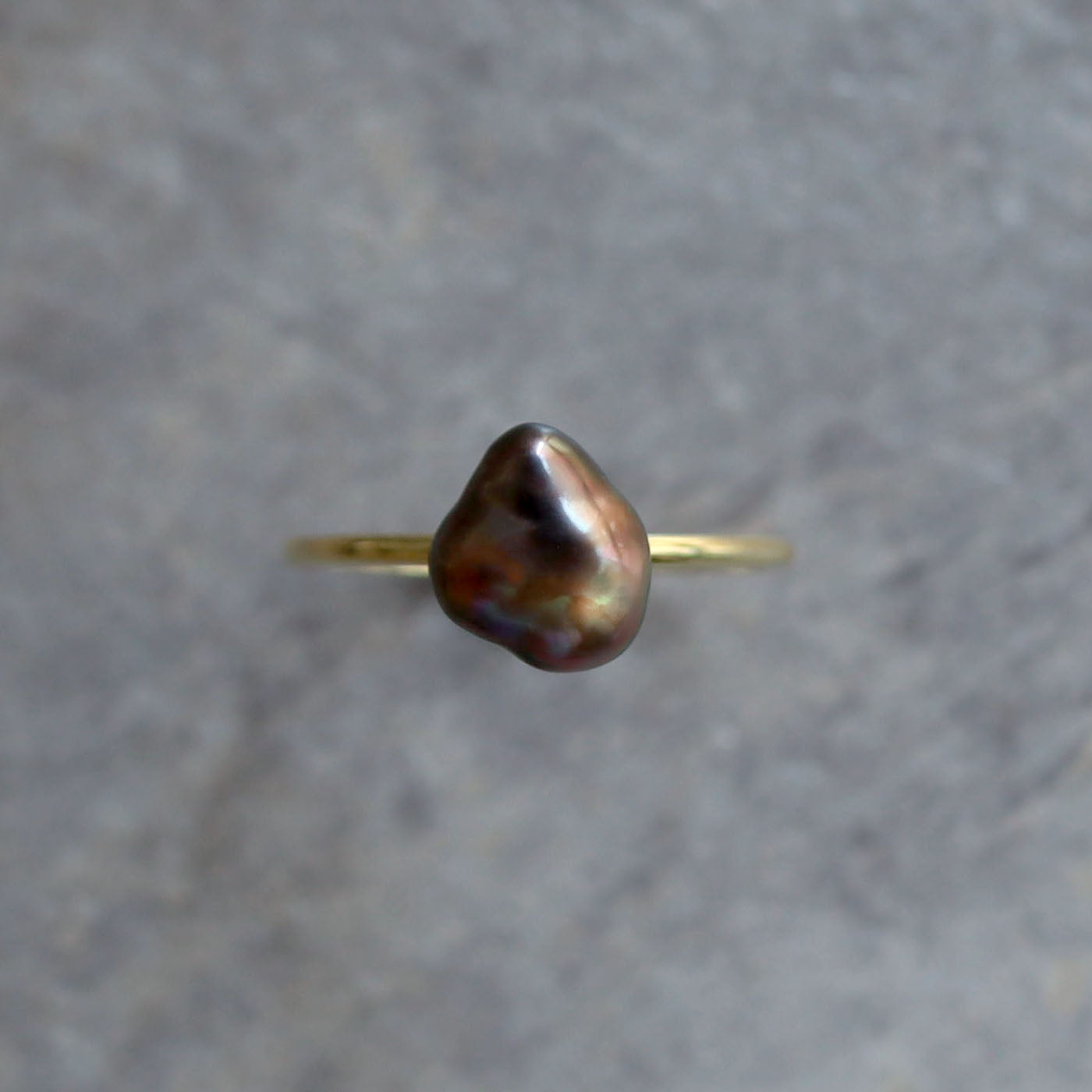 Tiny Half Round Ring - Tahitian Keshi A