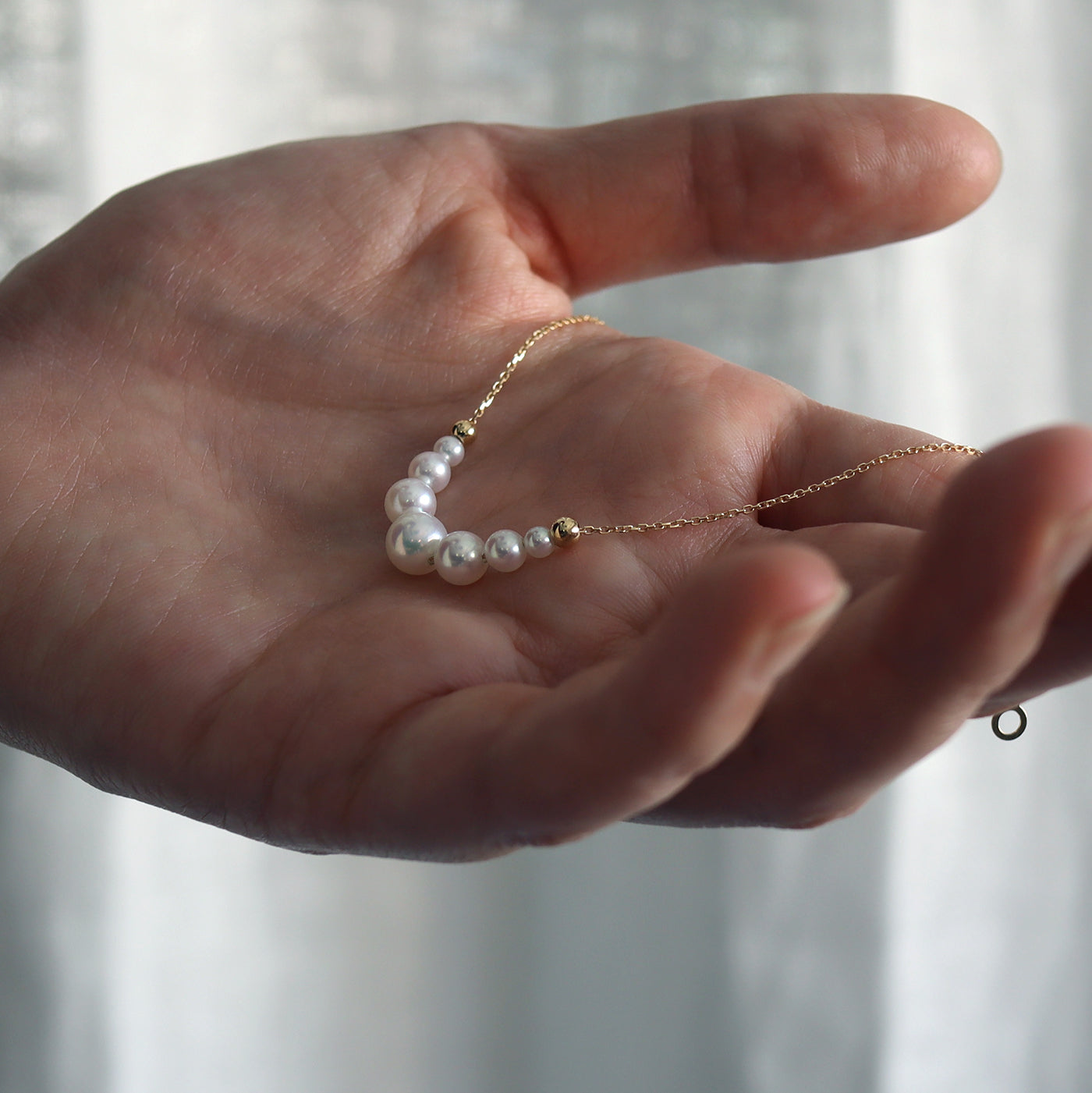 Graduated Pearl Chain Bracelet - Akoya Pearl