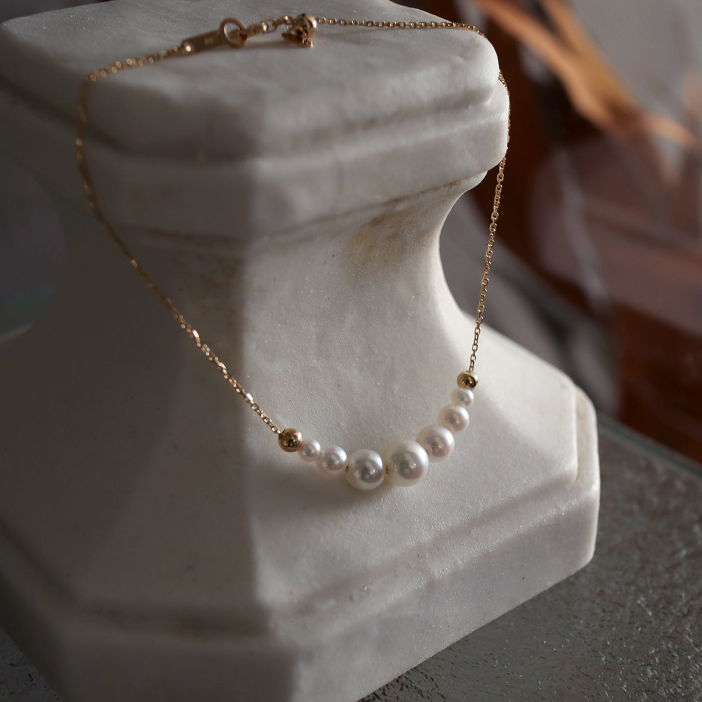 Graduated Pearl Chain Bracelet - Akoya Pearl