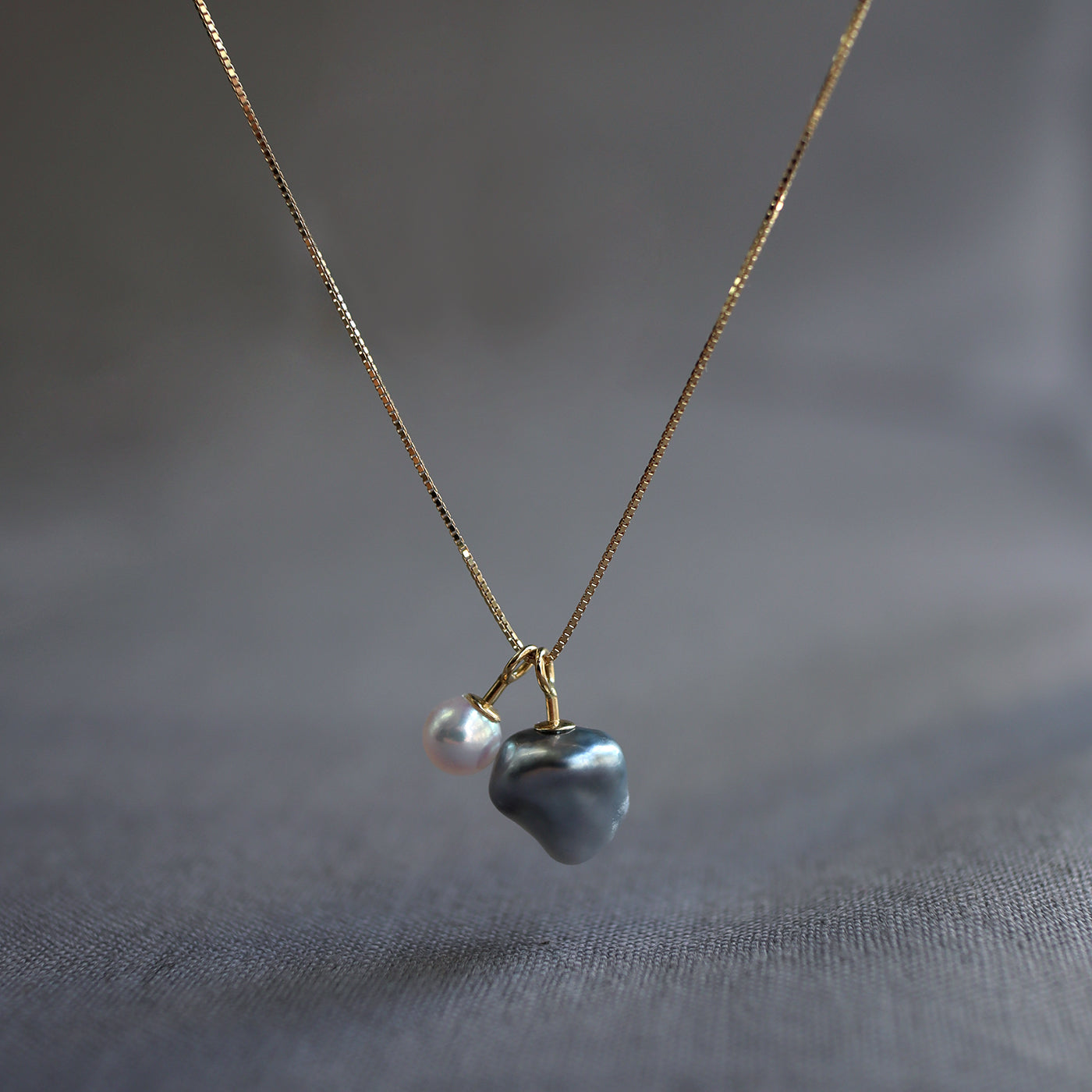 Tuplet Pearl Necklace - Tahitian Keshi & Baby Akoya