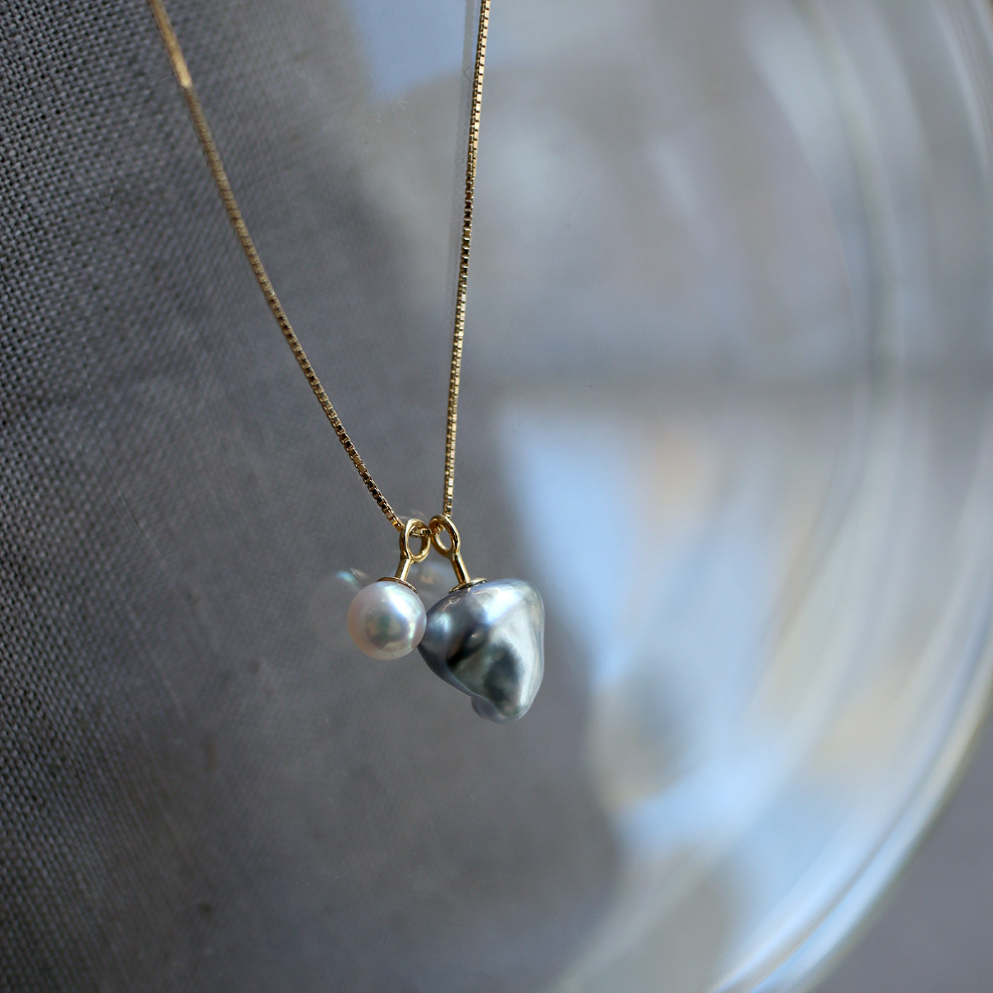 Tuplet Pearl Necklace - Tahitian Keshi & Baby Akoya