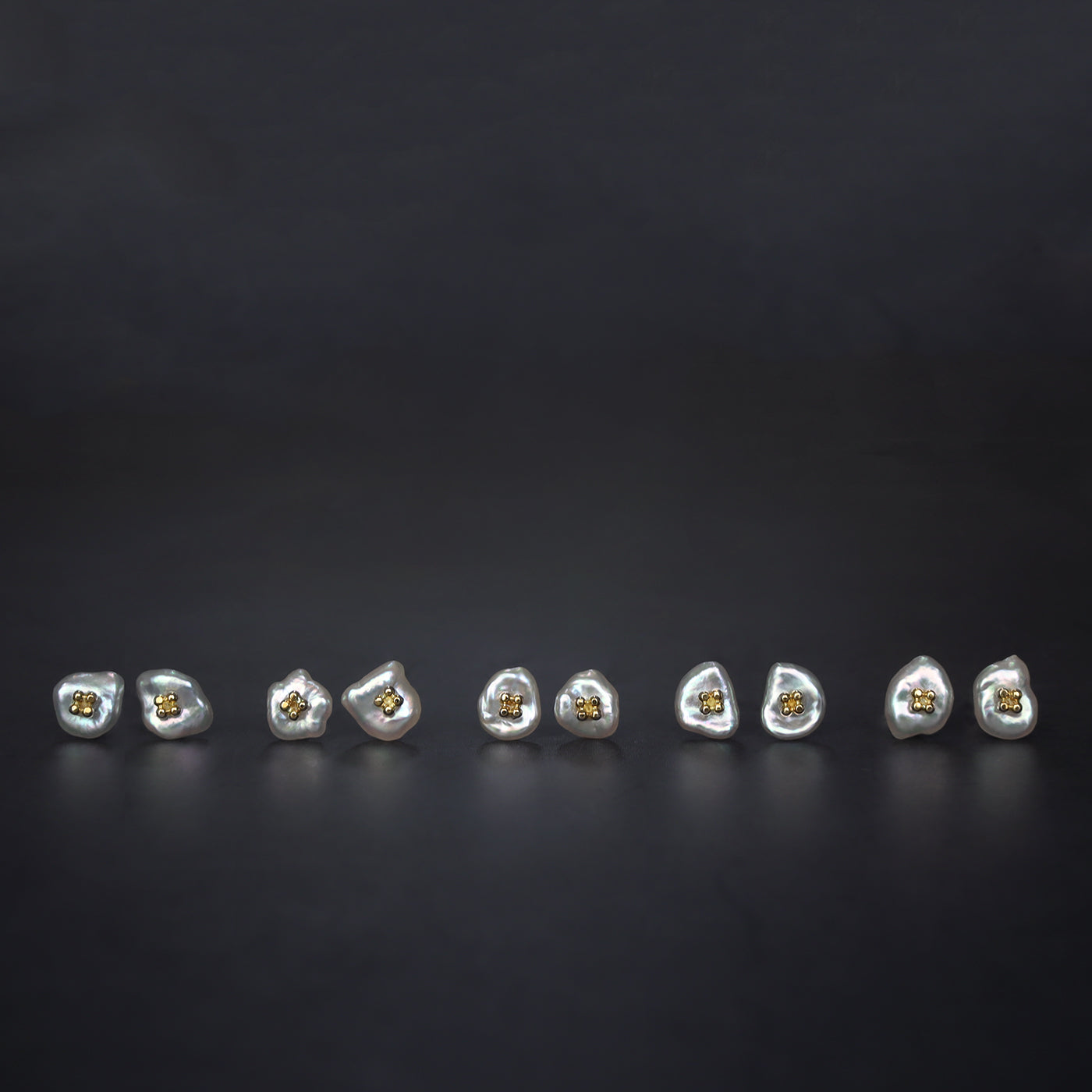 White Poppy Studs - 5mm Akoya Keshi