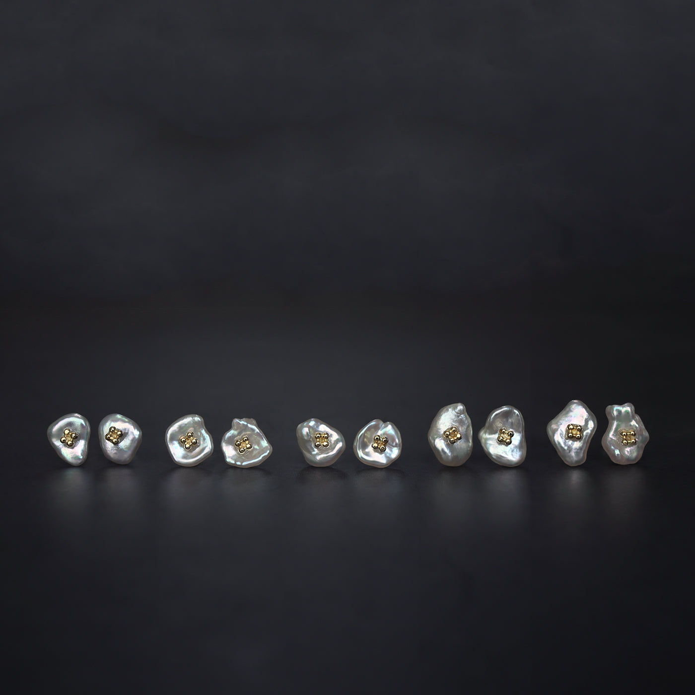 White Poppy Studs - 5.5mm Akoya Keshi