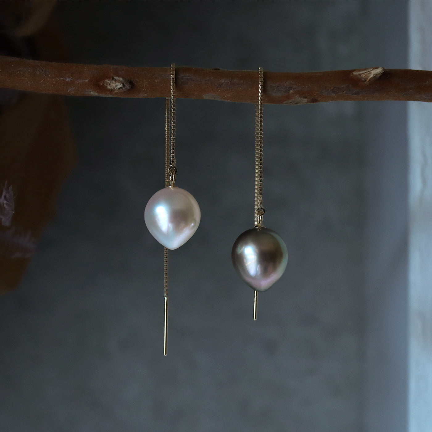 Sakasa Drop Chain Earrings - South Sea&Tahitian