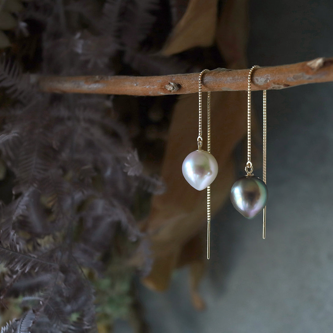 Sakasa Drop Chain Earrings - South Sea&Tahitian
