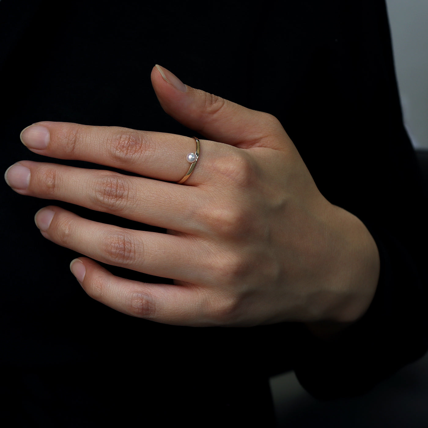 K18YG Shizumu Pearl Ring -Baby Akoya