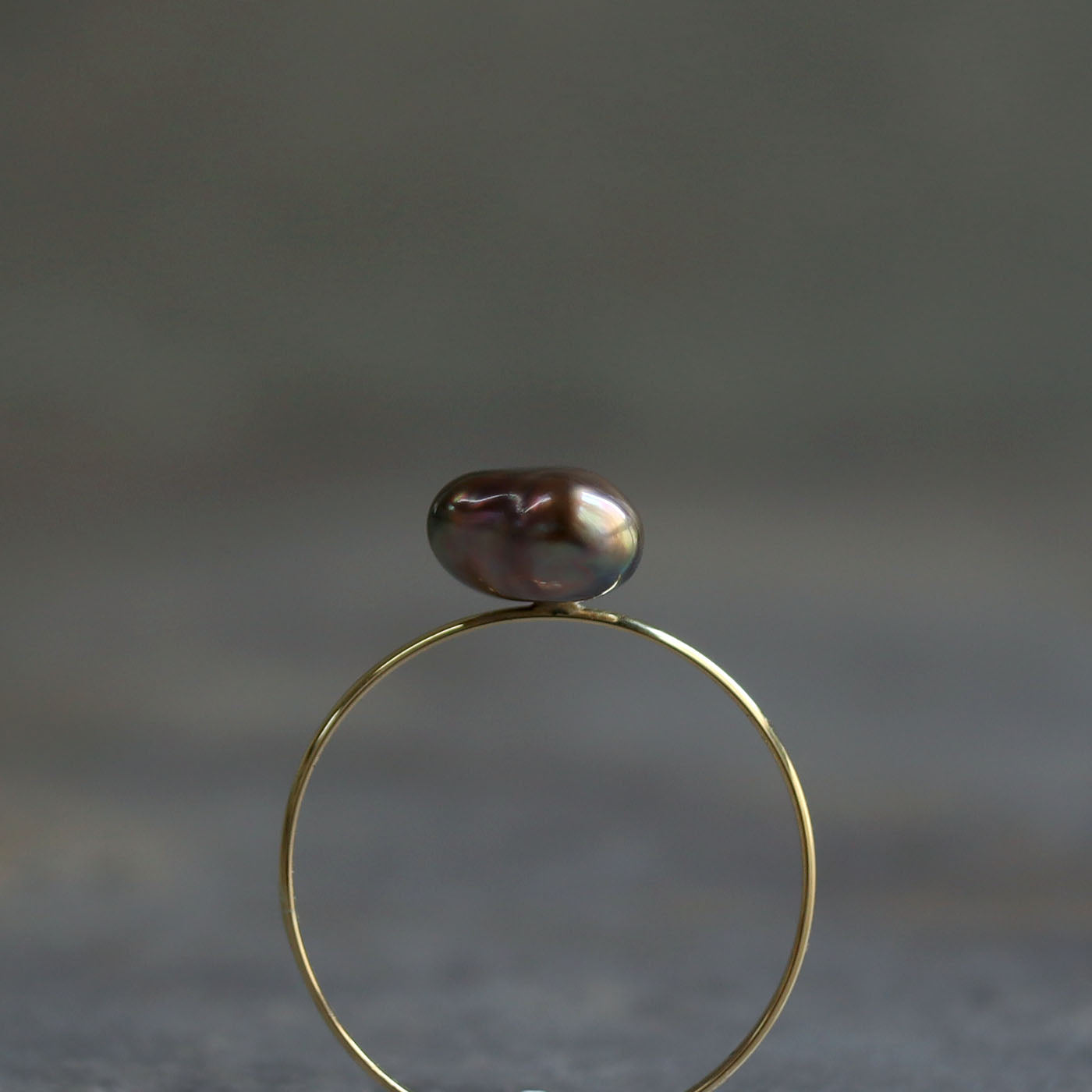 Tiny Half Round Ring - Tahitian Keshi A