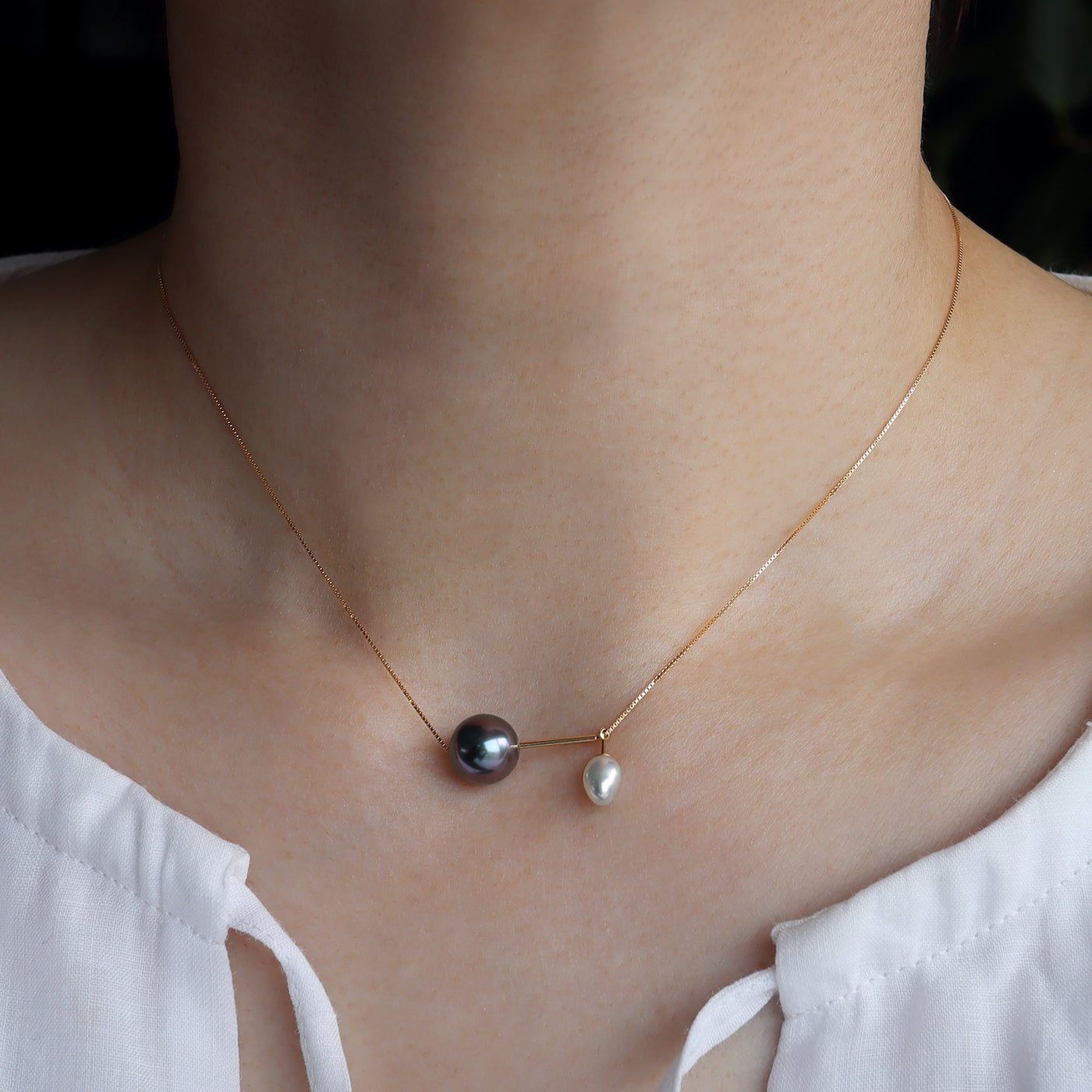 With Baby Necklace - Tahitian & Akoya Keshi