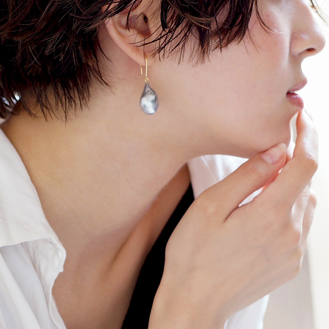 Tahitian Keshi Pearl Hanging Earrings