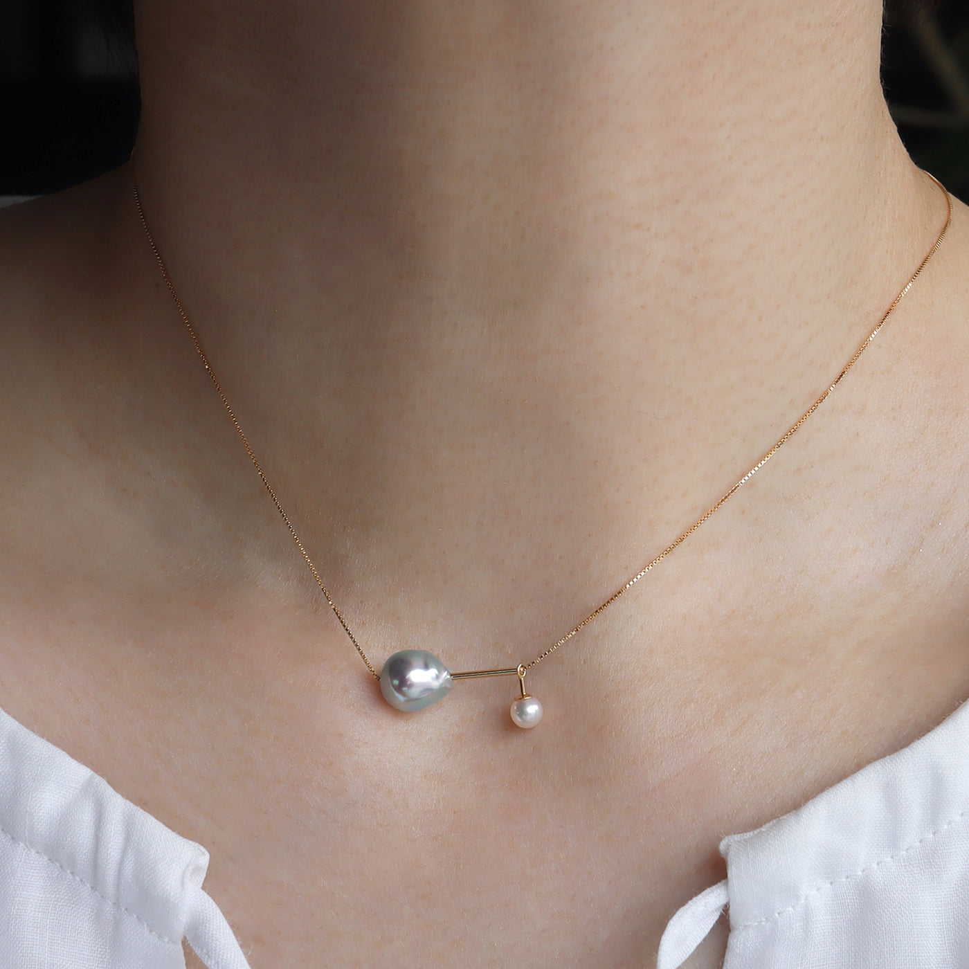 With Baby Necklace - Akoya & Tahitian Keshi