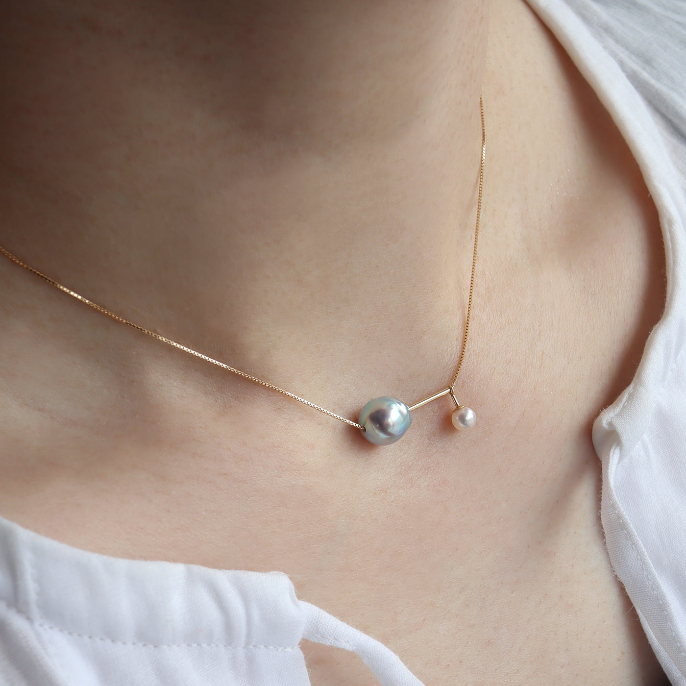 With Baby Necklace - Akoya & Tahitian Keshi