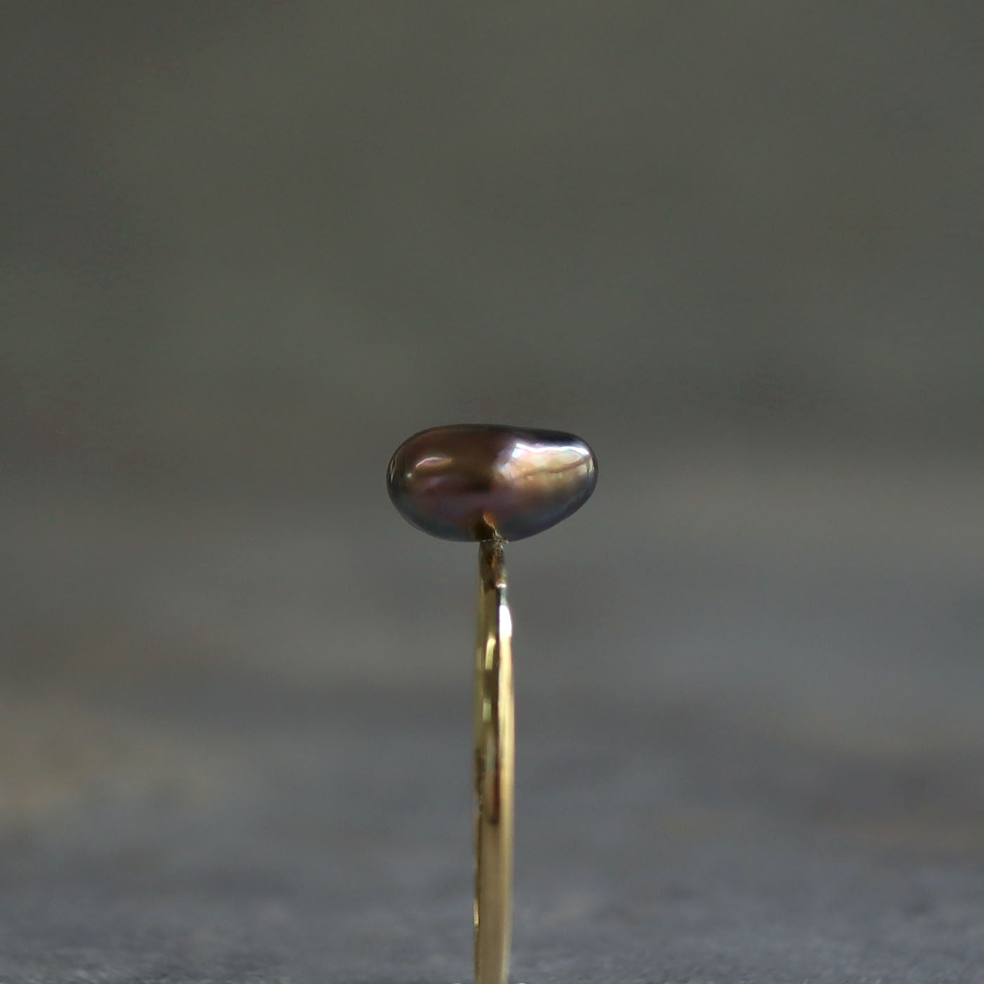 Tiny Half Round Ring - Tahitian Keshi A