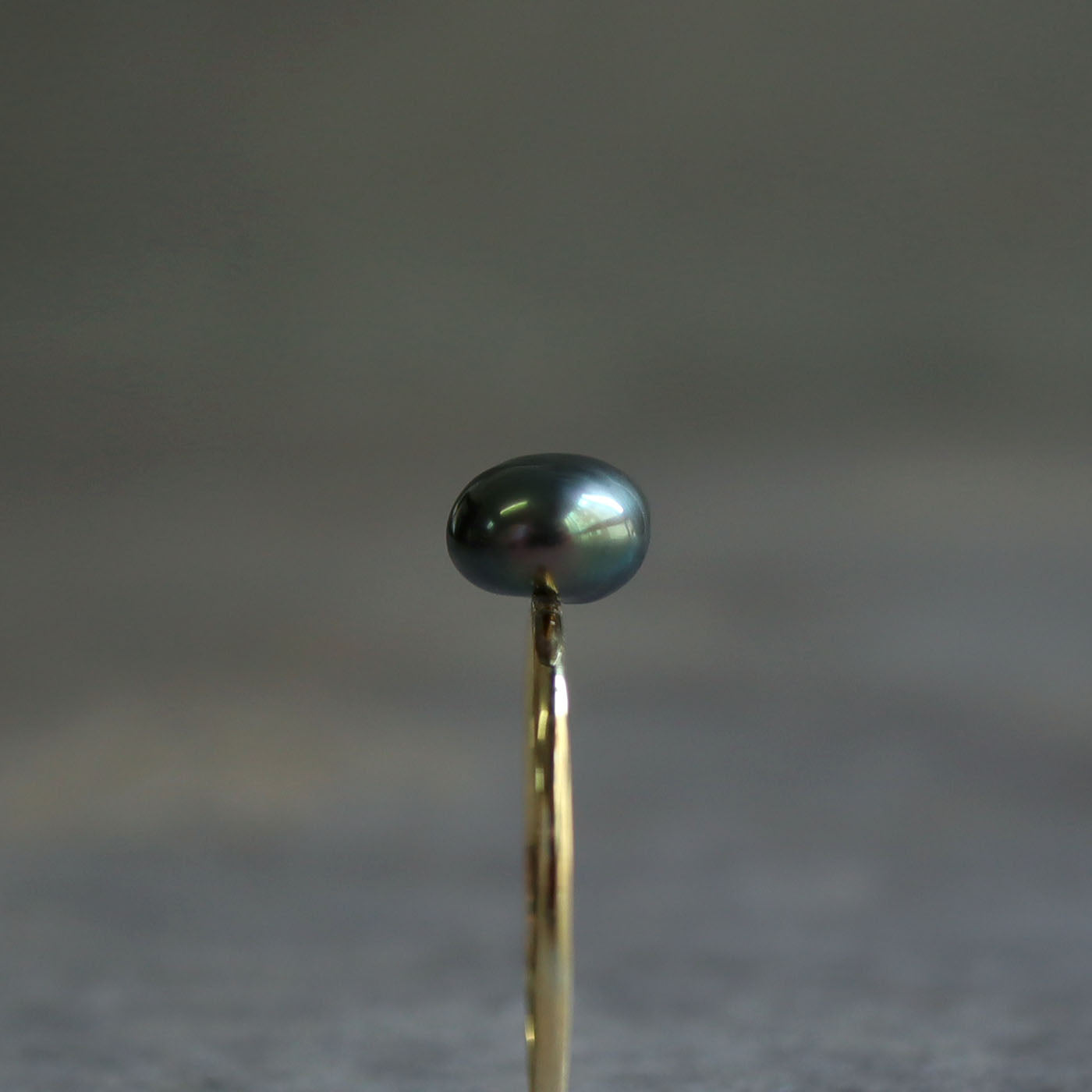 Tiny Half Round Ring - Tahitian Keshi B