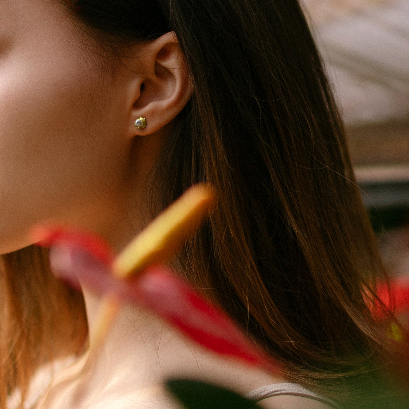 South Sea Keshi Sealing Flower Earrings