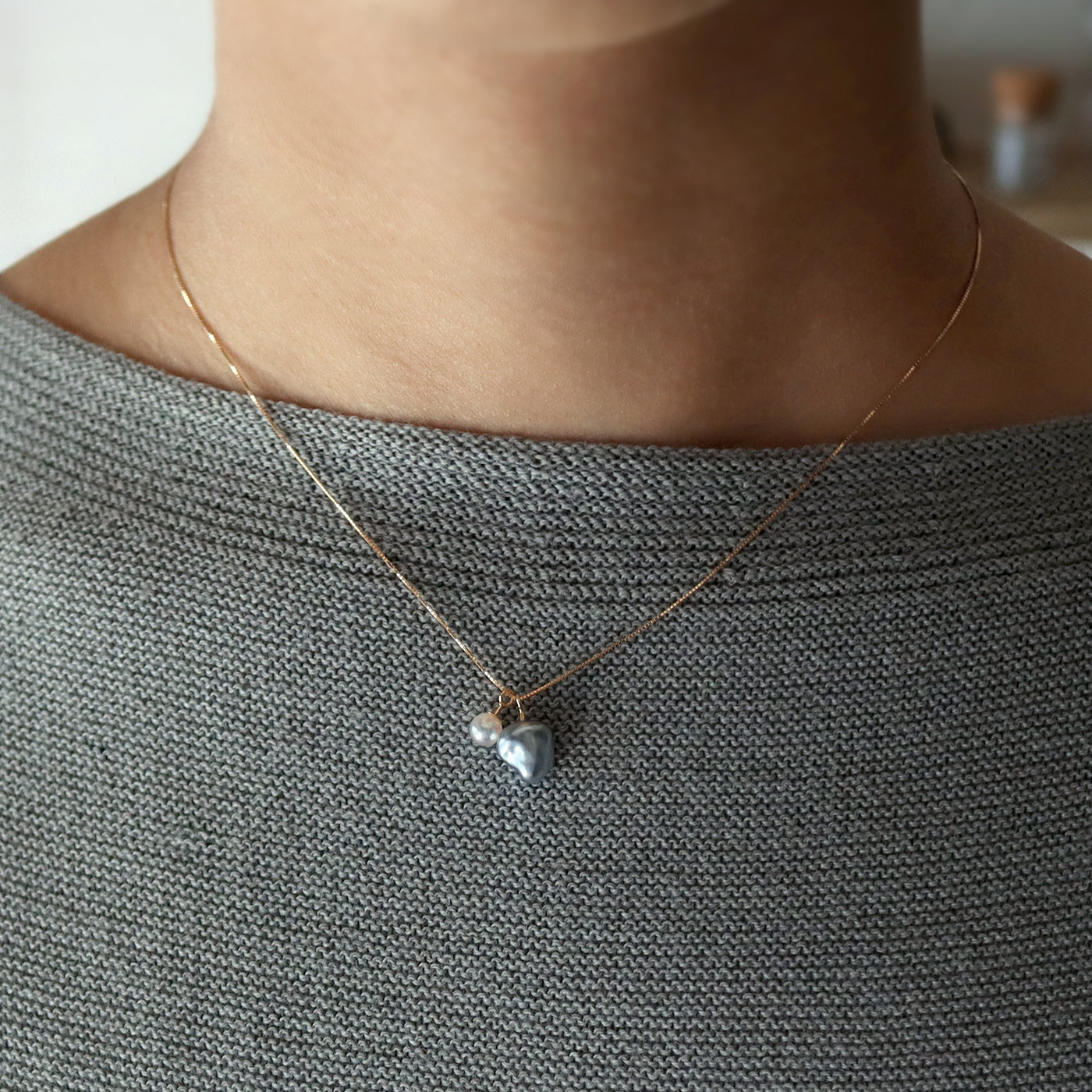 Tuplet Pearl Necklace - Tahitian Keshi & Baby Akoya