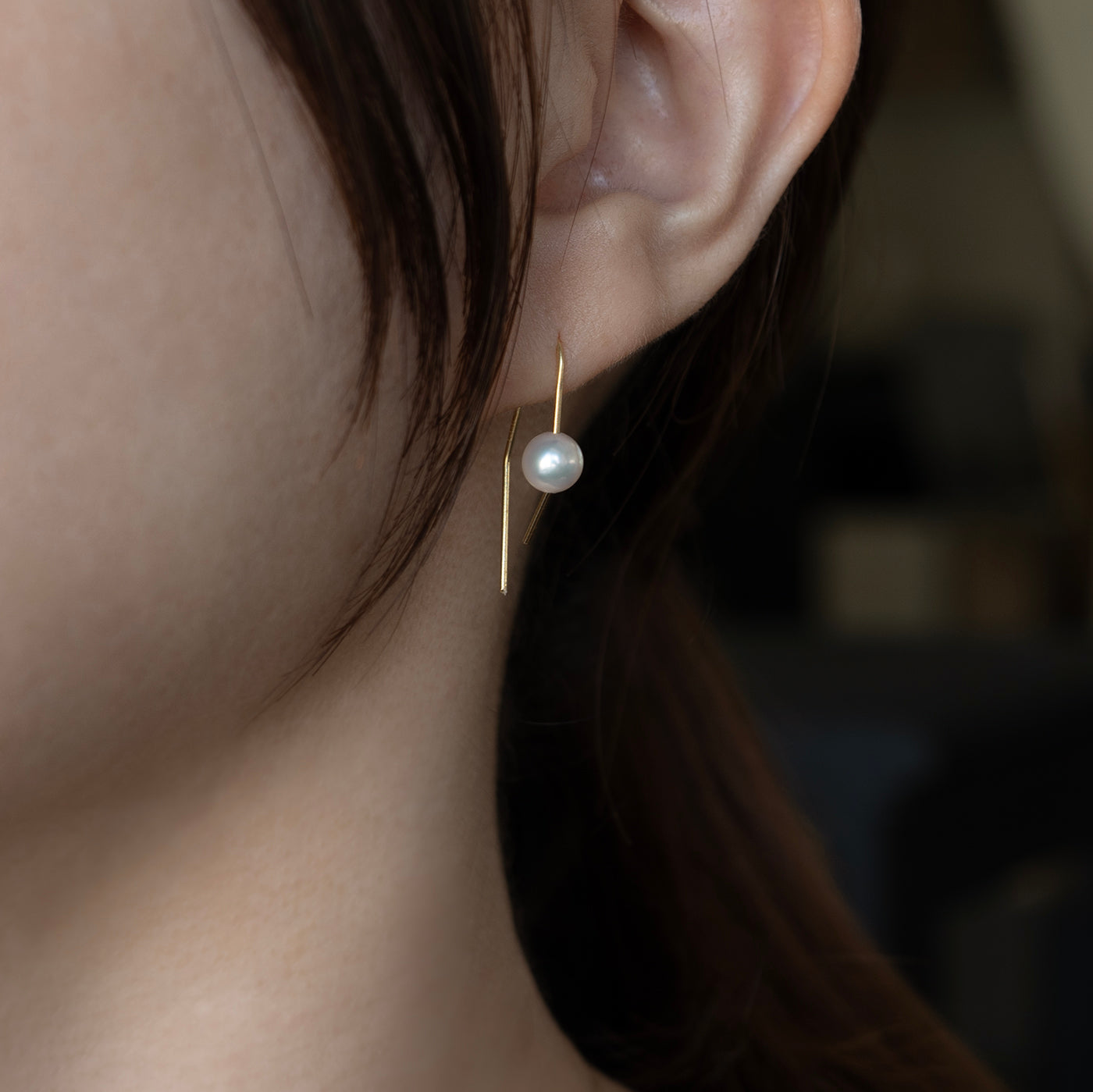 Rhombus Hook Pierced Earring - アコヤパール