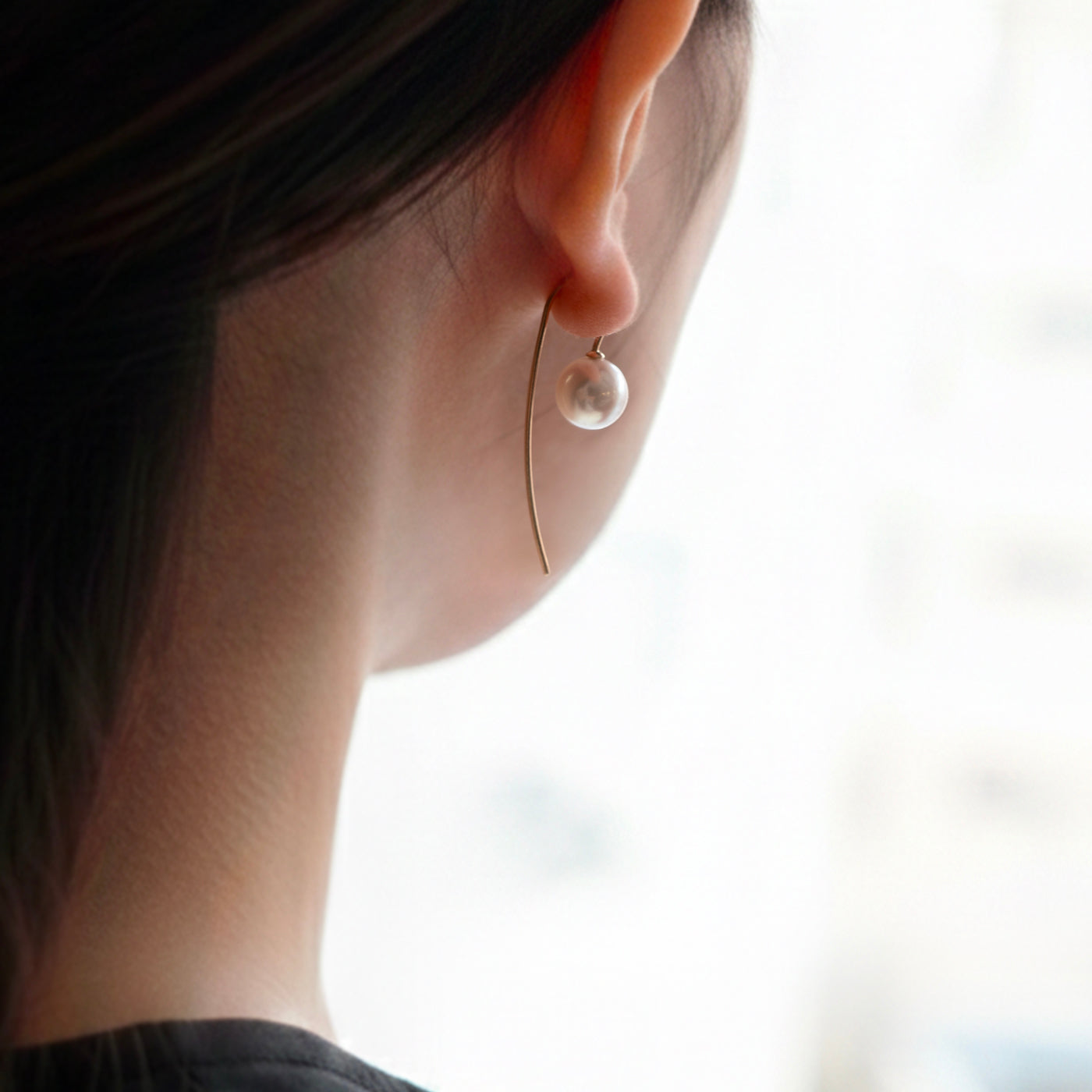 Trickle Hook Pierced Earrings - Akoya Pearl (Pink)