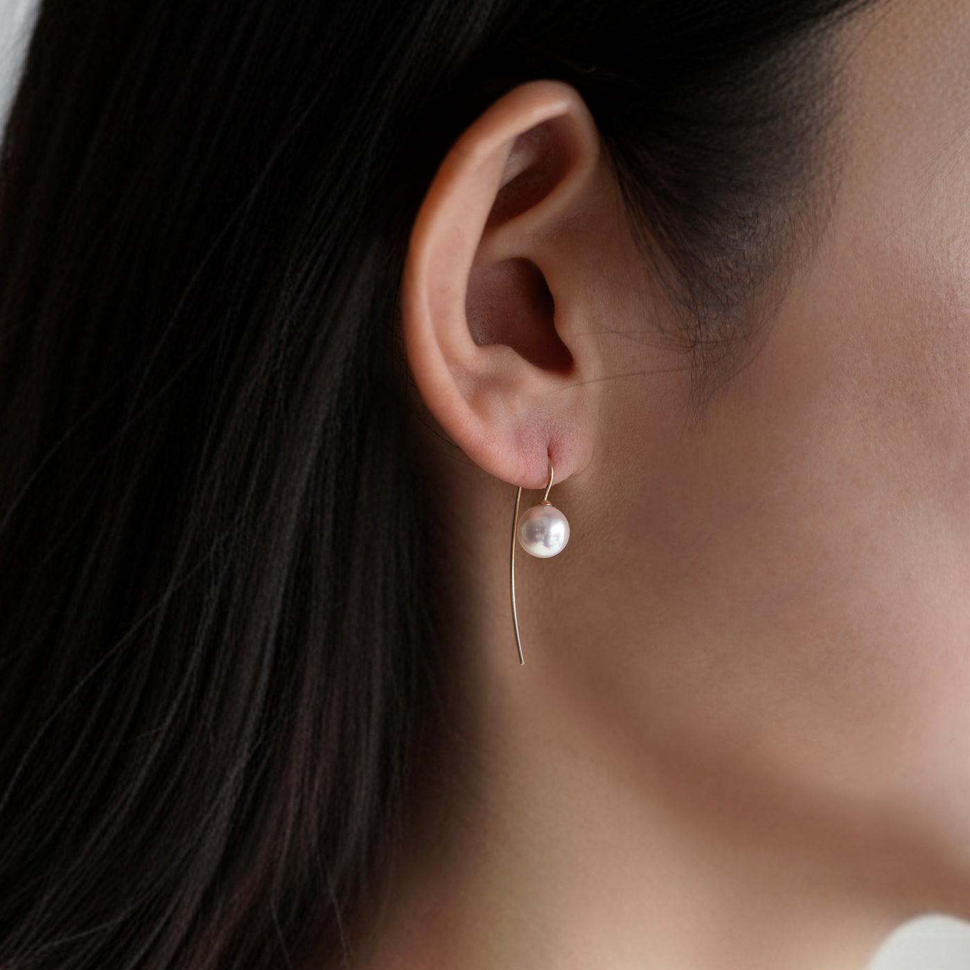 Trickle Hook Pierced Earrings - Akoya Pearl (Pink)