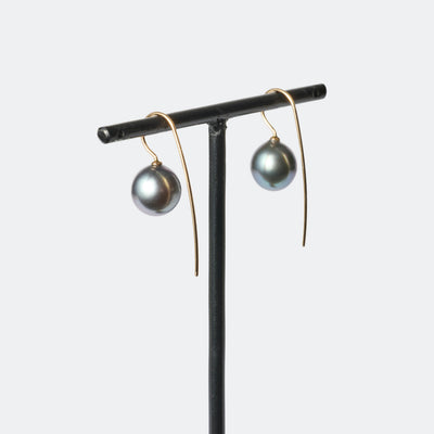 Trickle Hook Pierced Earrings - Tahitian Pearl