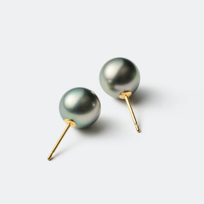 黒 タヒチ パール 真珠 ピアス ミニマル シンプル