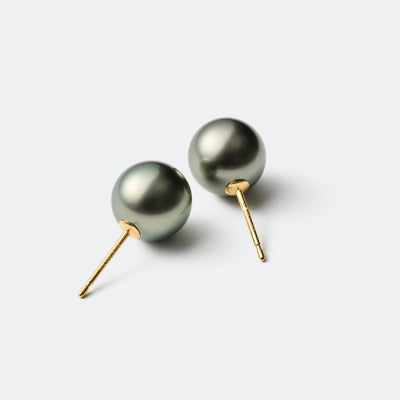 黒 タヒチ パール 真珠 ピアス ミニマル シンプル