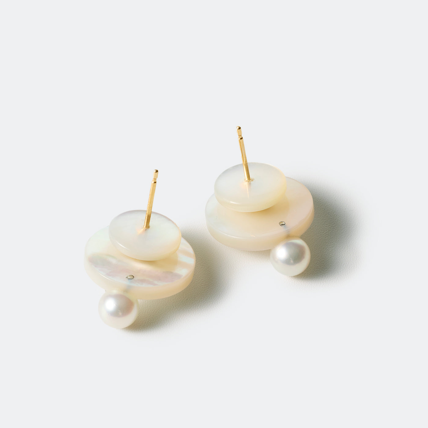 Pendulum Pierced Earrings - White MOP & Akoya Pearl A