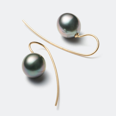 Trickle Hook Pierced Earrings - Tahitian Pearl