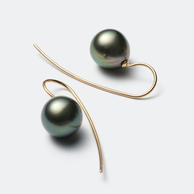 Trickle Hook Pierced Earrings - Tahitian Pearl