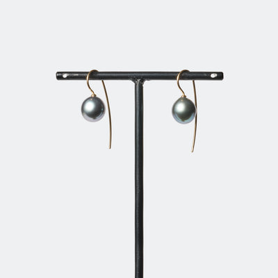 Trickle Hook Pierced Earrings - Tahitian Pearl