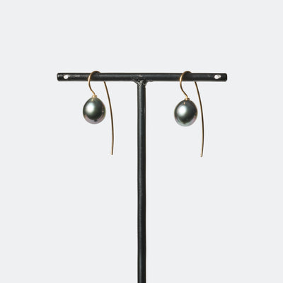 Trickle Hook Pierced Earrings - Tahitian Pearl
