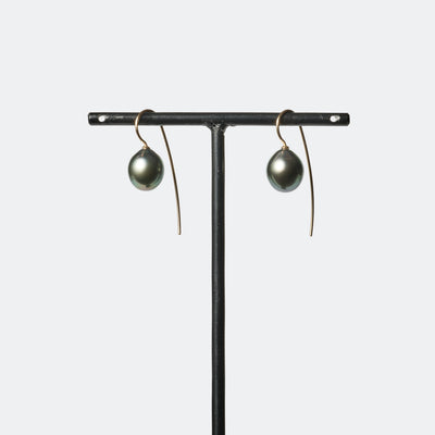 Trickle Hook Pierced Earrings - Tahitian Pearl
