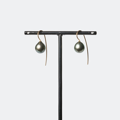 Trickle Hook Pierced Earrings - Tahitian Pearl