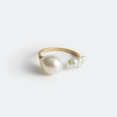 Flowing Open Ring ＜ Luxe ＞ - SSP Pearl & Akoya Keshi