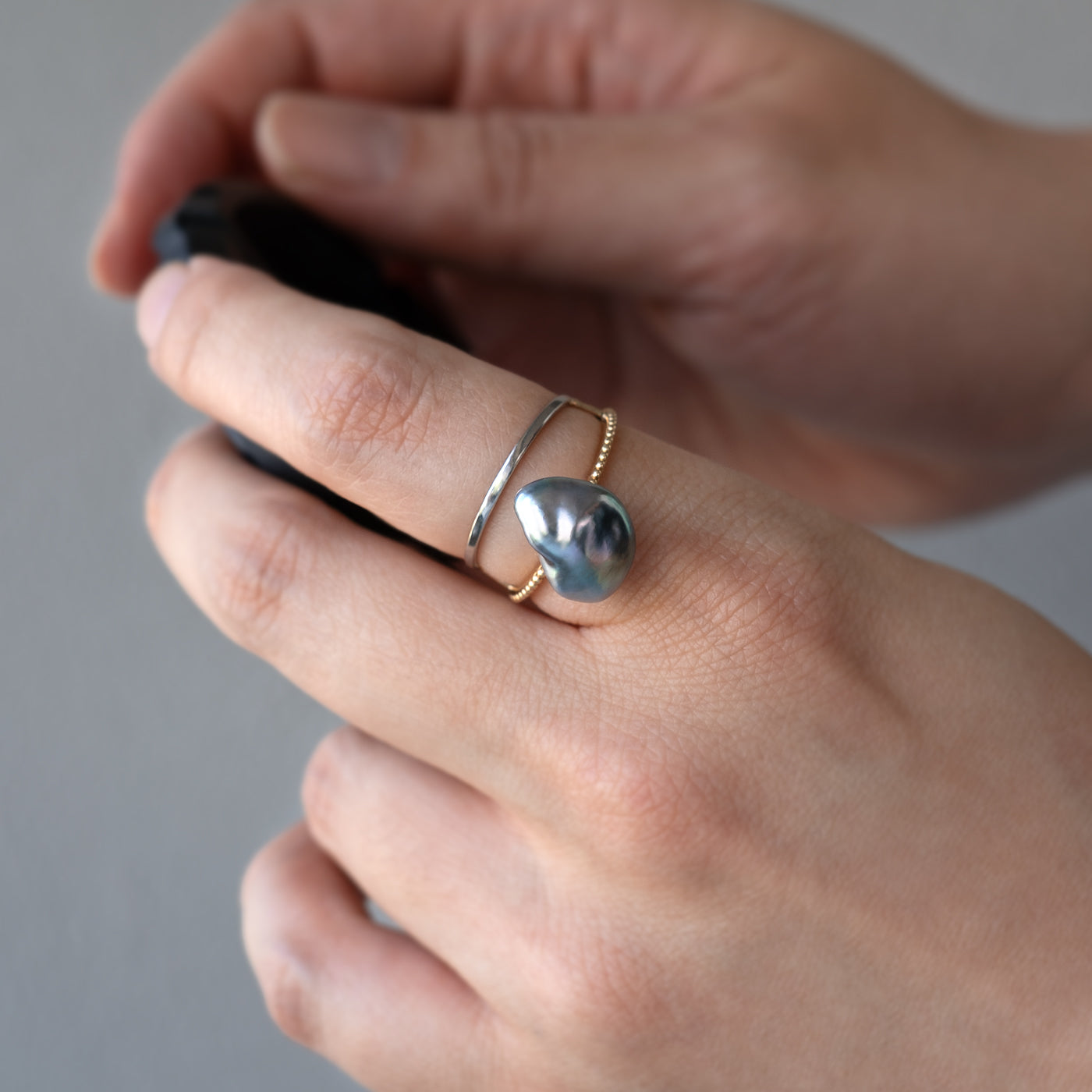 Mill & Flat Fusion Ring - Tahiti Keshi