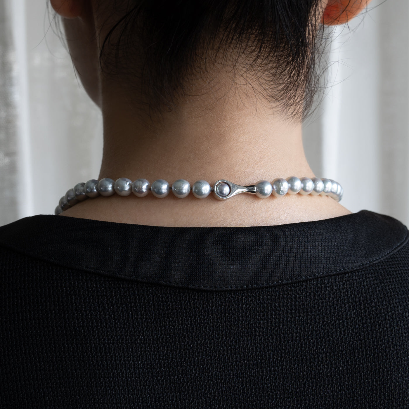 【ESSENTIALS】8.0-9.0mm Gray Akoya Pearl Necklace / I