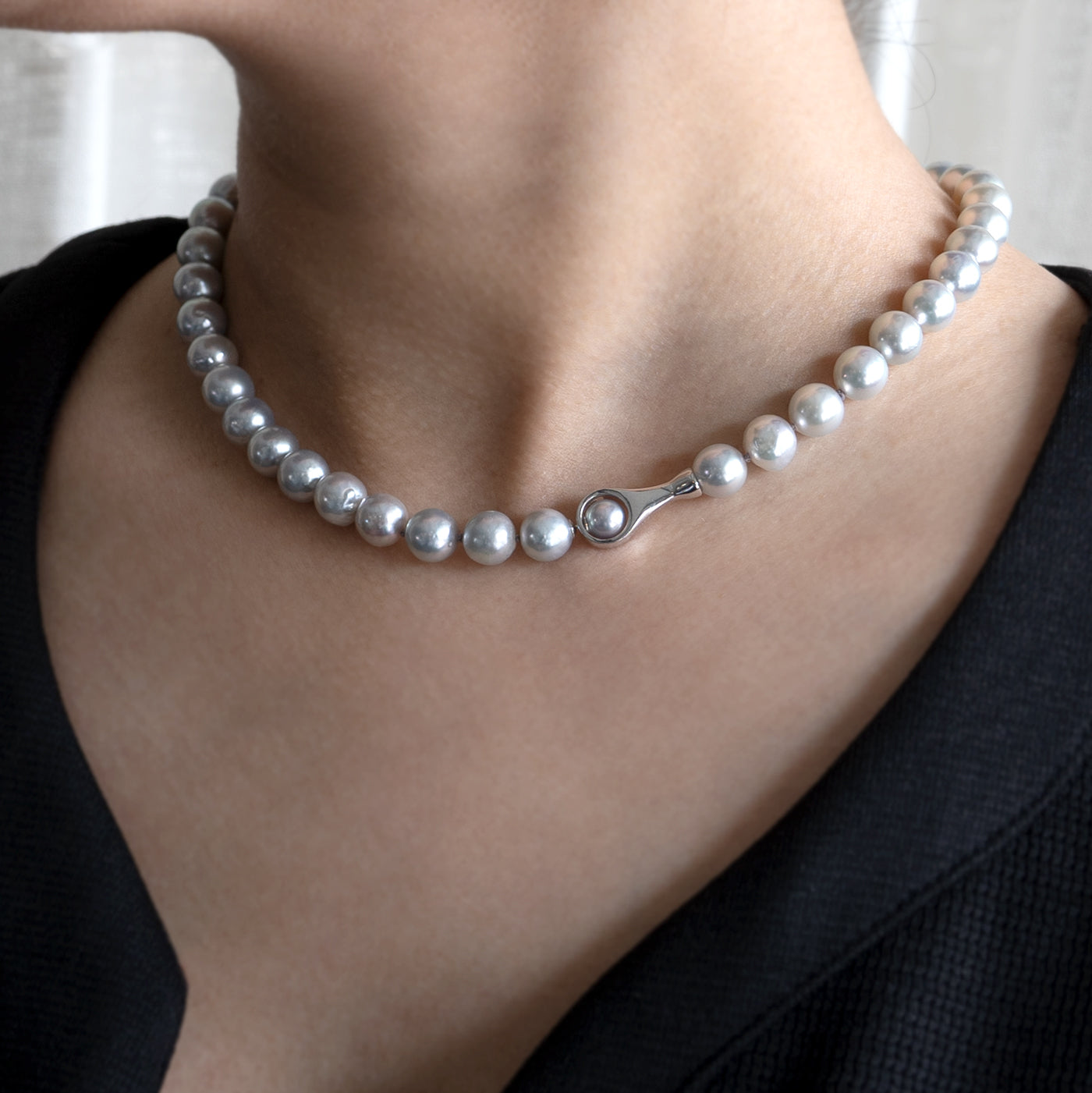 【ESSENTIALS】8.0-9.0mm Gray Akoya Pearl Necklace / I