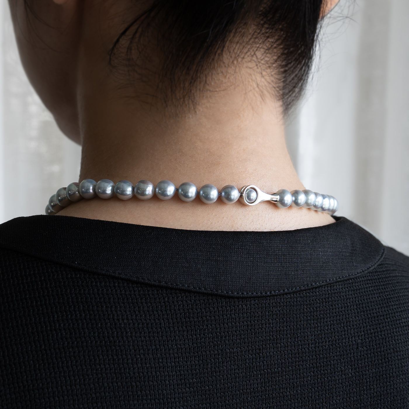 【ESSENTIALS】8.0-9.0mm Gray Akoya Pearl Necklace / K