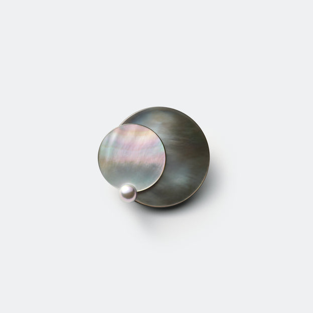 Pendulum Brooch - Black MOP & Gray Akoya Pearl B
