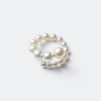 Graduated Pearl Twist Hoop Ring - Akoya Pearl