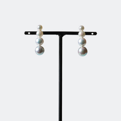 Main Graduated Pearl StickStuds アコヤ パール 真珠 ピアス ミニマル シンプル グラデーション