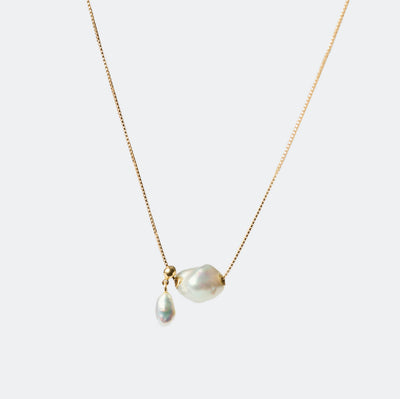 Wandering Pearl Chain Necklace - Akoya Keshi A