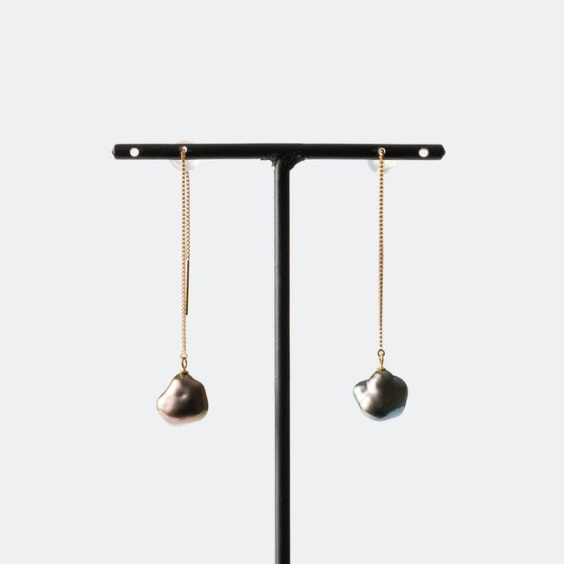 Sakasa Drop Two-Tone Chain Earrings