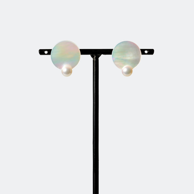 Pendulum Pierced Earrings - White MOP & Akoya Pearl A