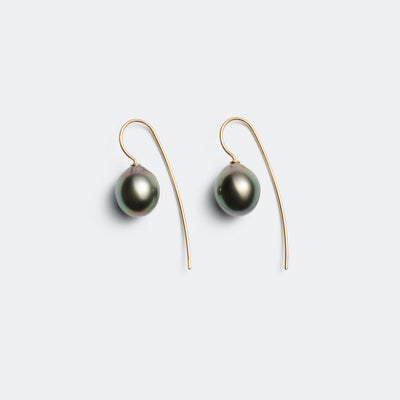 Trickle Hook Pierced Earrings - Tahitian Pearl