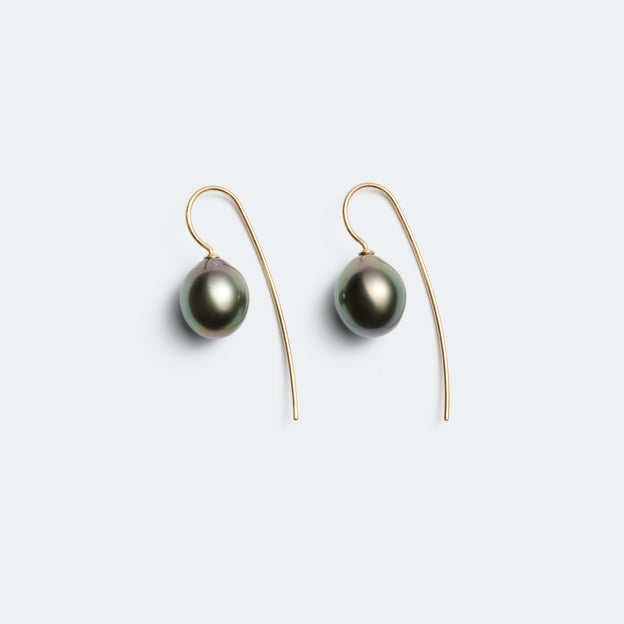 Trickle Hook Pierced Earrings - Tahitian Pearl