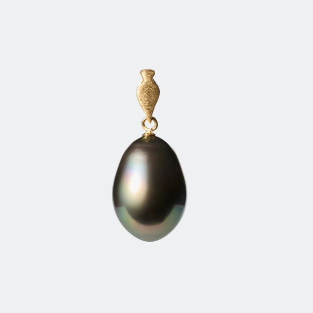 黒 タヒチ パール 真珠 チェーンネックレス ミニマル シンプル