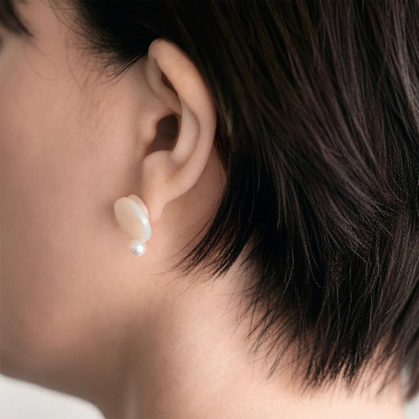 Pendulum Pierced Earrings - White MOP & Akoya Pearl A