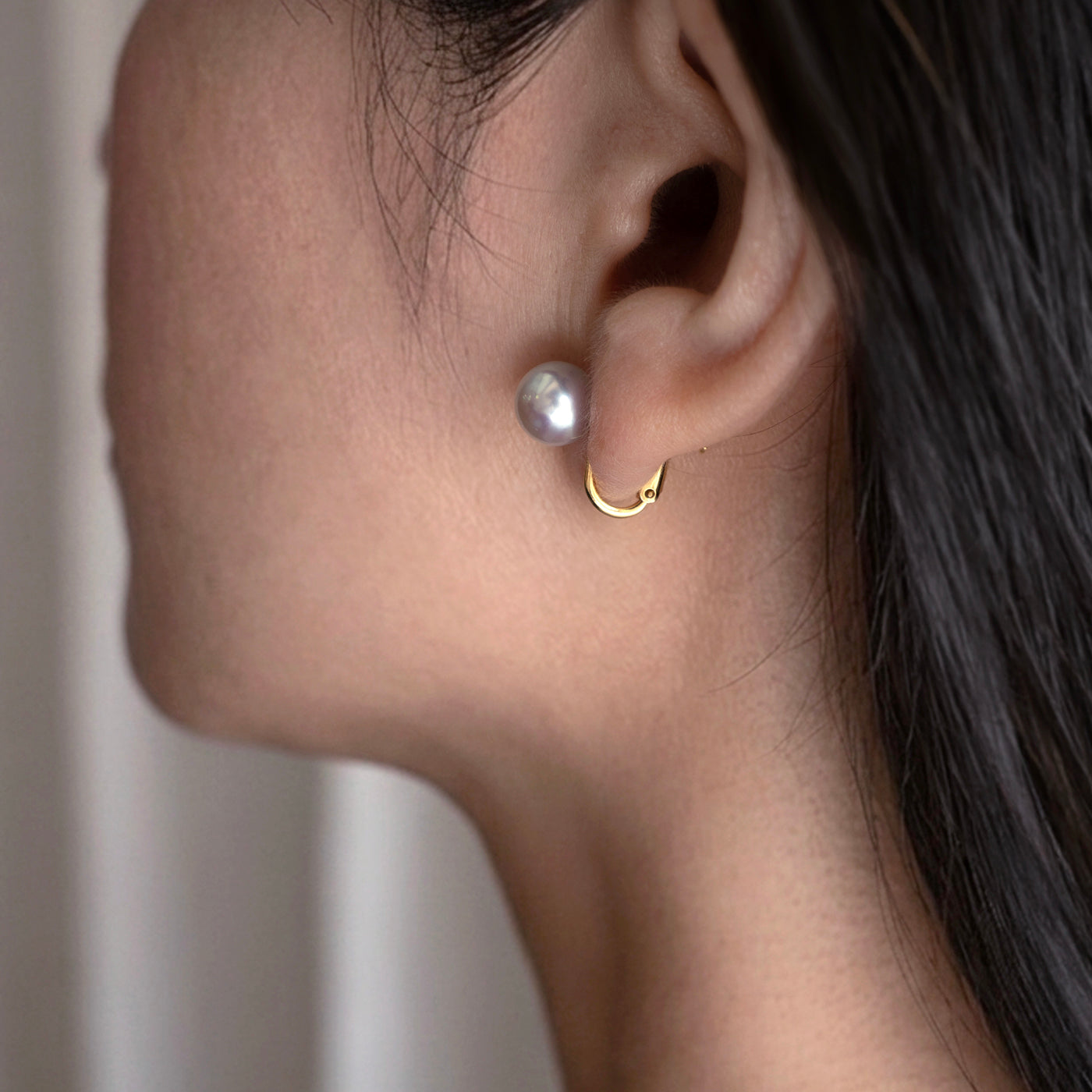【ESSENTIALS】8.0-9.0mm Gray Akoya Clip-On Earrings  B