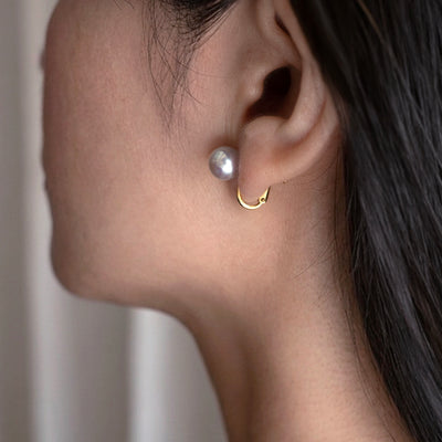 【ESSENTIALS】8.0-9.0mm Gray Akoya Clip-On Earrings  B